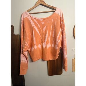 Anthropologie Saturday Sunday Coral Donna Tie Dye Crop Sweatshirt Small NWT